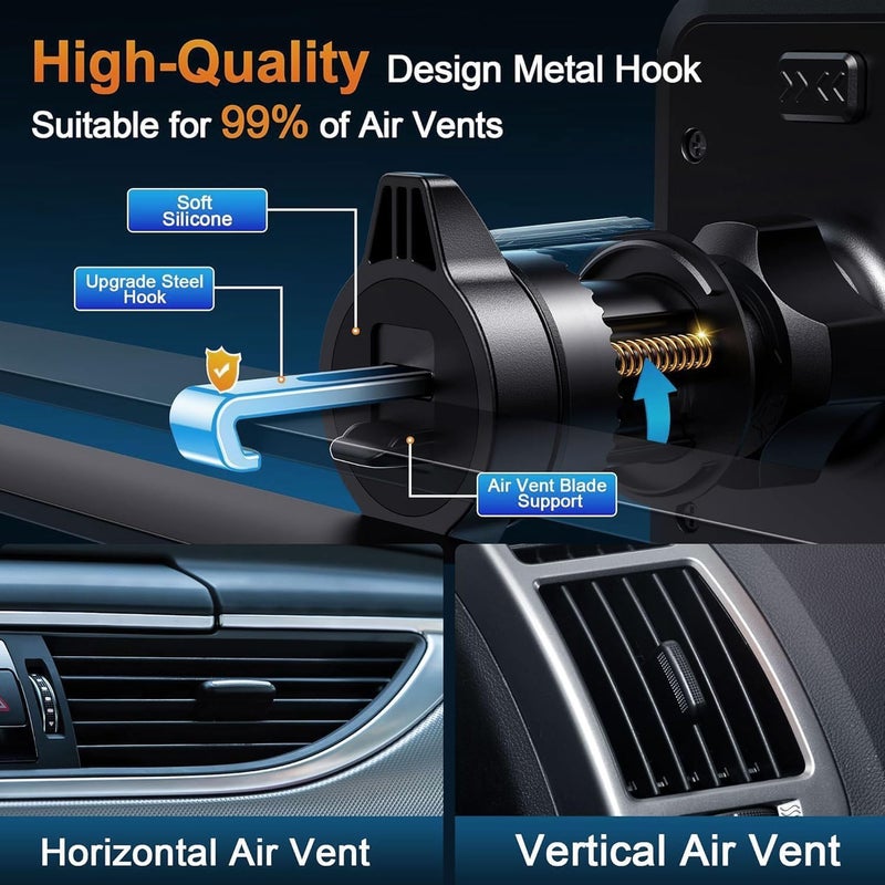 DOLYOFG Car Phone Holder Vent [Thick Cases Friendly] Phone Mount for Car Air Vent 360° Rotate Hands Free Cell Phone Holder for Car Automobile Cradle for All iPhone Android Smartphone - Image 2